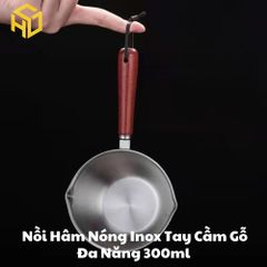 Chiếc Nồi Nhỏ 300ml Inox Tay Cầm Gỗ 