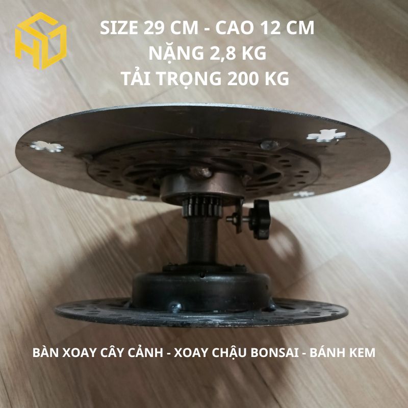 Bàn xoay bonsai size 29 cm chịu áp lực cao 200 kg, bề mặt rộng thiết kế hoa văn, xoay mượt mà