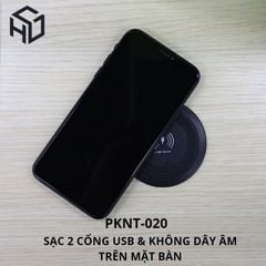 (PKNT-020) Sạc Không Dây Kèm 2 Cồng Sạc USB có nút nhấn nhả
