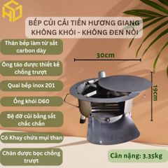 Bếp củi truyền thống cải tiến HCM – loại tròn đường kính 30cm có ống khói, chống đen nồi
