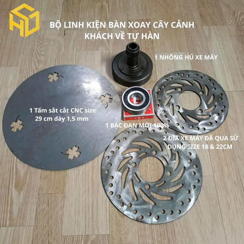 Bàn xoay bonsai size 29 cm chịu áp lực cao 200 kg, bề mặt rộng thiết kế hoa văn, xoay mượt mà