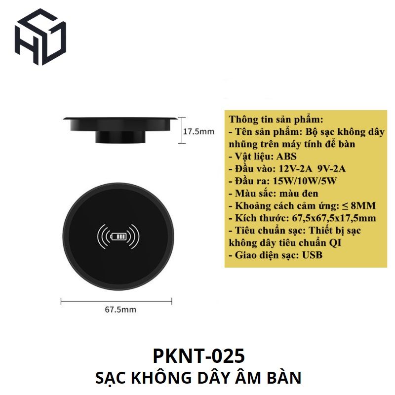 Sạc Không Dây Âm Bàn Làm Việc - (PKNT-025)