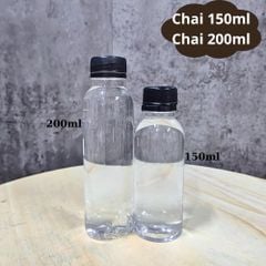 Combo 35 chai nhựa 150ml , 30 chai nhựa 200ml đựng trà sữa, nước ép kèm nắp nhựa đen - Giá xưởng