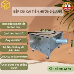 Bếp củi Sài Gòn loại vuông size 42.5cm siêu bền, có ống khói thoát, không đen đáy nồi