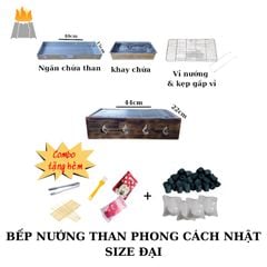 Bếp nướng than BBQ kiểu Nhật dành cho 4 người, hình chữ nhật 22x44cm