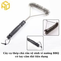 Cây Cọ Thép Chà Rửa Vỉ Nướng BBQ – Tay Cầm Dài Tiện Dụng, Đánh Bay Mọi Vết Bẩn