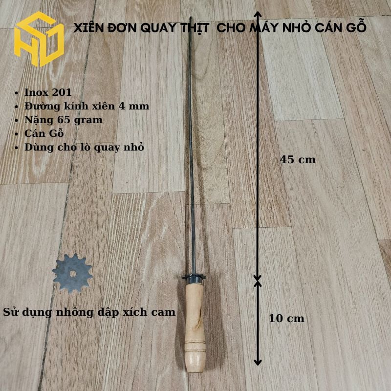 Xiên nướng thịt ,chả dùng cho lò quay tự động nhỏ, nhông dập xích cam xe máy 45cm tính từ bánh răng