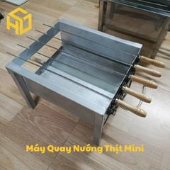 Máy nướng thịt tự động, bếp nướng than hoa ngoài trời tặng kèm 5 xiên thịt, xiên 3 chỉa nướng gà vịt