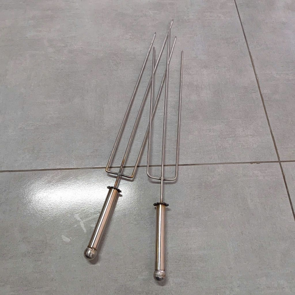 Xiên Nướng Chim Cút, Cánh Gà, Đùi Gà  3 Đinh – Dài 55cm – Tay Nắm Inox Dành Cho Máy Quay Tự Động