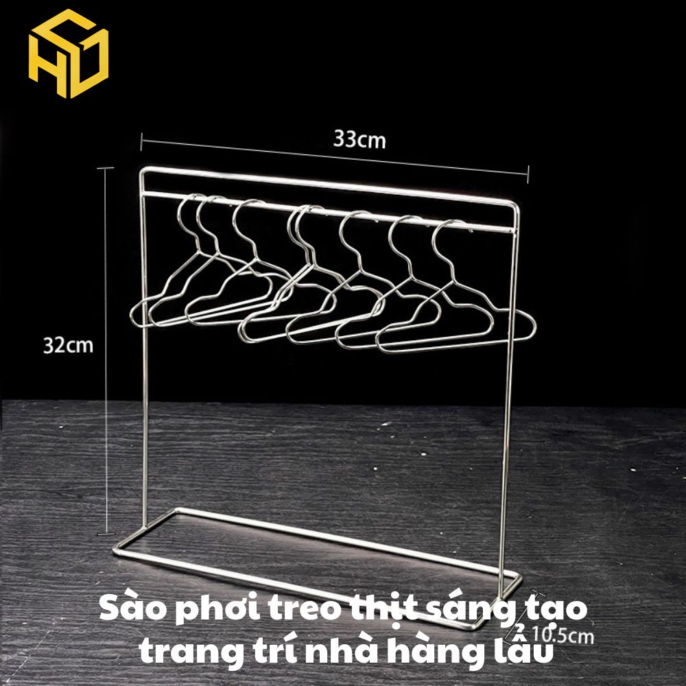 Khung treo móc thịt trang trí | Sào phơi móc thịt trang trí bàn tiệc cho nhà hàng lẩu sáng tạo, tặng kèm 10 móc