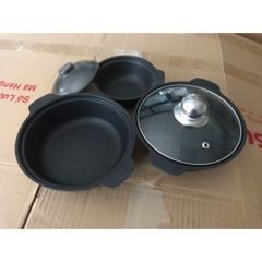 Nồi mì cay, nồi kho cá chất liệu nhôm đúc nguyên khối nắp kính núm inox, giữ nhiệt tốt size 16 &18cm