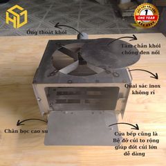 Bếp củi Sài Gòn vuông size 40cm, chéo 57cm bếp lớn chịu lực, giữ nhiệt tốt, có bệ củi và hứng tro