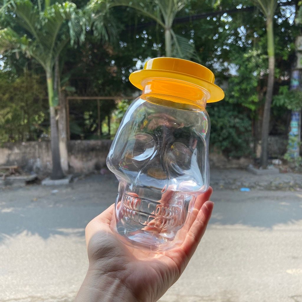 Giá sỉ cho Bành (thùng) 40 Hũ nhựa PET hình Đầu Lâu  Halloween 700ml đựng thực phẩm