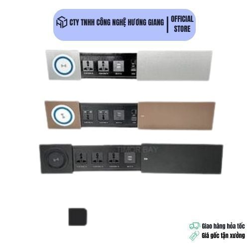 Sạc không dây, sạc USB kèm ổ cắm 220V tích hợp bàn làm việc trong thiết kế nội thất, decor - PKNT-015