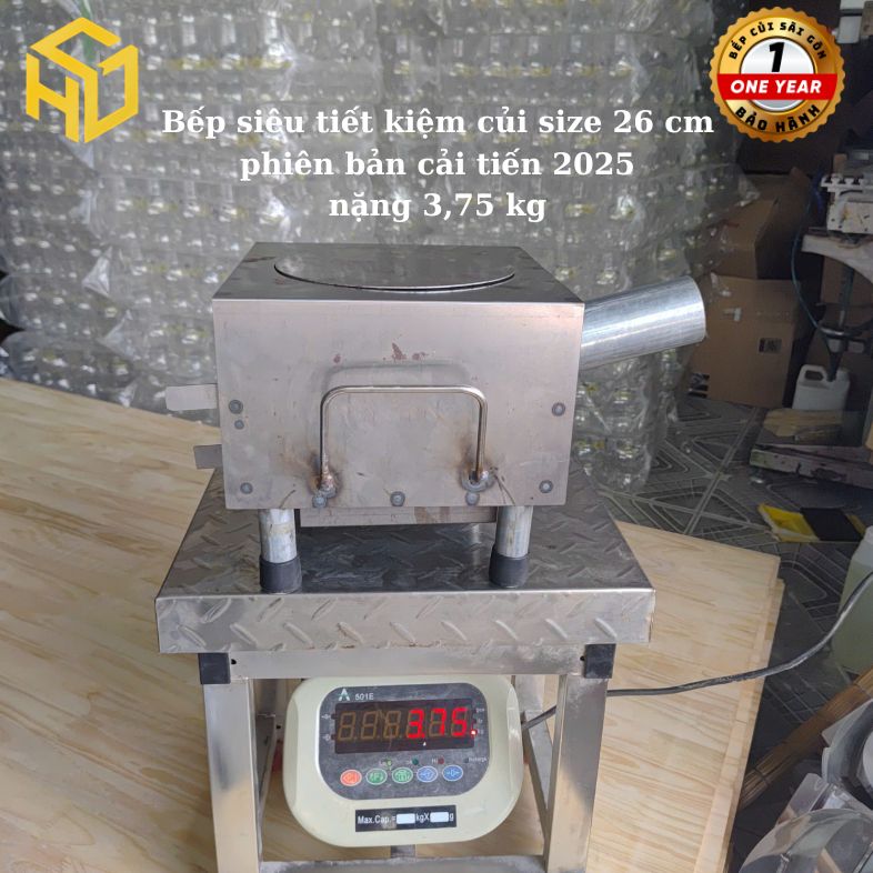 Bếp củi thông minh Sài Gòn chống khói – vuông 26cm, đường chéo bếp 37cm cho gia đình, quán ăn nhỏ