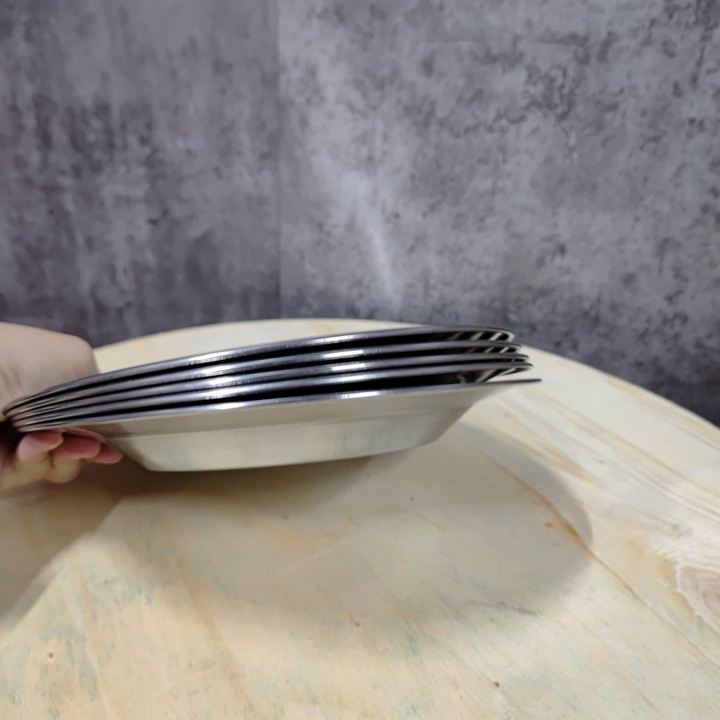 Combo 10 dĩa inox 20cm – Sáng bóng, bền đẹp, không gỉ – Phù hợp sử dụng cho gia đình & quán ăn