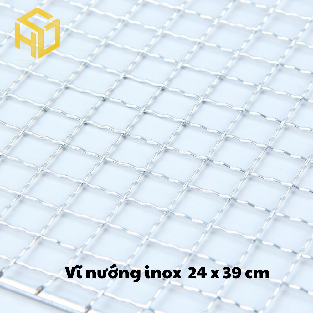 Vỉ nướng thịt, BBQ thép không gỉ kích thước 24 x39 cm