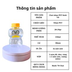 Giá Sỉ Chỉ Từ 1 Bành 70 Chai nhựa PET đựng trà sữa,nước ép,bánh kẹo Vịt  nón vàng 350ml