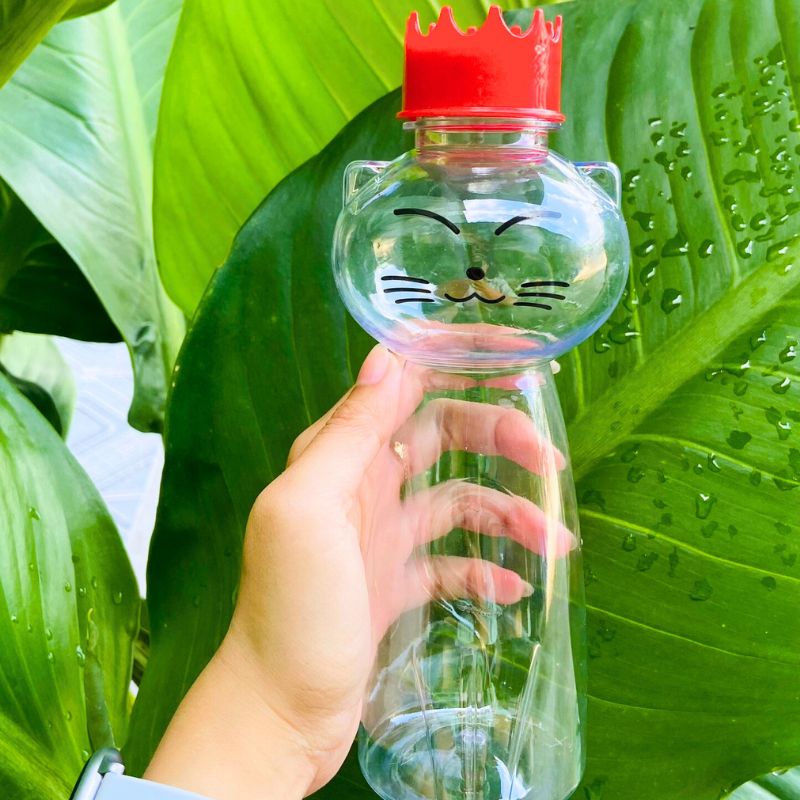 Chai nhựa đựng trà sữa nắp nhôm cao cấp hình con mèo cute 500ml - Hủ nhựa PET đựng trà sữa cho các quán ăn vặt - CN005