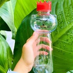 Chai nhựa đựng trà sữa nắp nhôm cao cấp hình con mèo cute 500ml - Hủ nhựa PET đựng trà sữa cho các quán ăn vặt - CN005