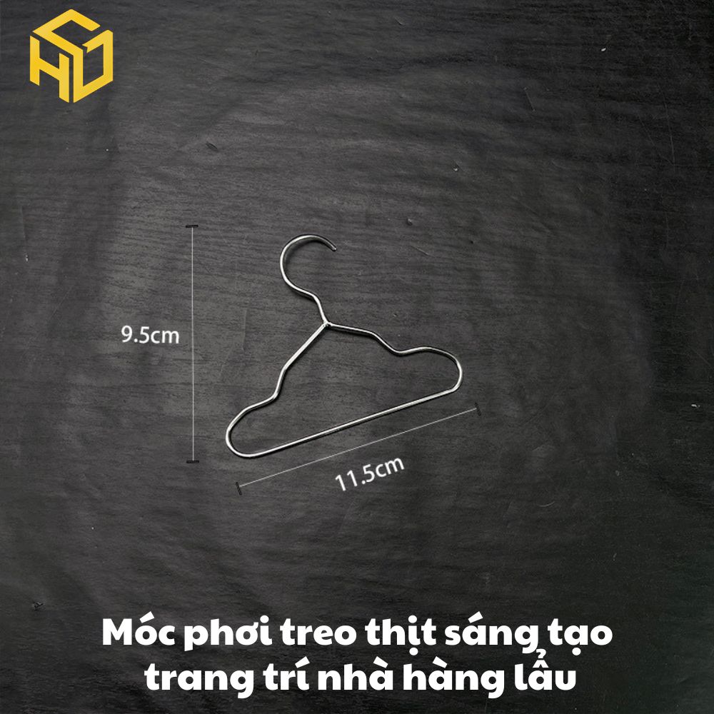 Khung treo móc thịt trang trí | Sào phơi móc thịt trang trí bàn tiệc cho nhà hàng lẩu sáng tạo, tặng kèm 10 móc