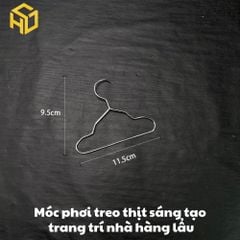 Khung treo móc thịt trang trí | Sào phơi móc thịt trang trí bàn tiệc cho nhà hàng lẩu sáng tạo, tặng kèm 10 móc