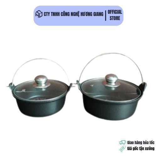 Nồi Nhôm Có Quai Đáy Bằng Nắp Kính Có Chống Dính Dành Cho Nhà Hàng, Quán Ăn
