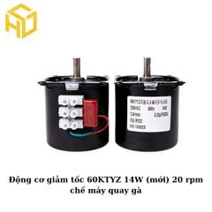 Động cơ giảm tốc 60KTYZ 14W  (mới)  20 rpm chế máy quay gà