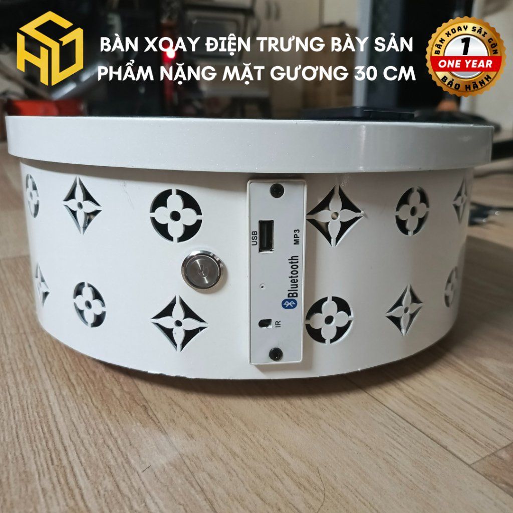 Bàn Xoay phát nhạc, Đế Xoay để Chụp Hình, Trưng Bày Sản Phẩm/ Mô Hình, Điện 220V, Size 30cm gương