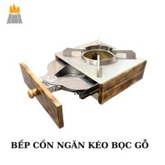 Bếp Cồn Inox Bọc Gỗ Hương Giang - Sang Trọng, Tiện Lợi, Có Ngăn Kéo Châm Cồn, Phù Hợp Nhà Hàng