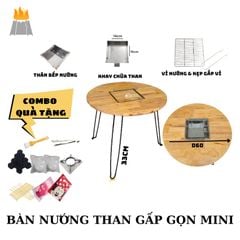 Bàn nướng than BBQ gấp gọn tròn D60 chuyên nướng tại nhà - Bàn nướng lẩu gấp gọn tiện lợi, đi camping, dã ngoại