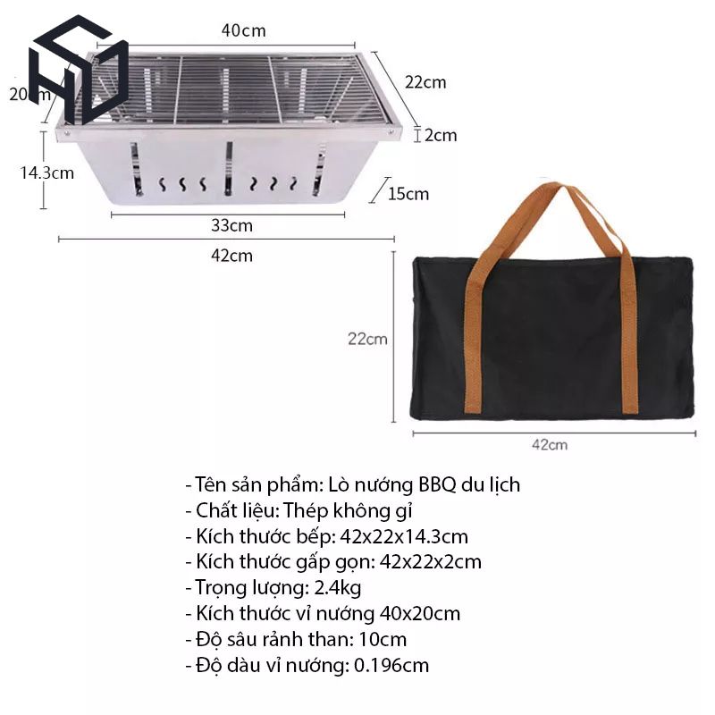 Bếp nướng than gấp gọn dành cho gia đình đi du lịch, giã ngoại - Bếp nướng BBQ cao cấp, bếp nướng than camping - BNGD