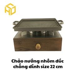 Chảo gang đúc chống dính hình vuông hai mảnh ghép size 22 cm phong cách nướng Hàn Quốc, Nhật Bản