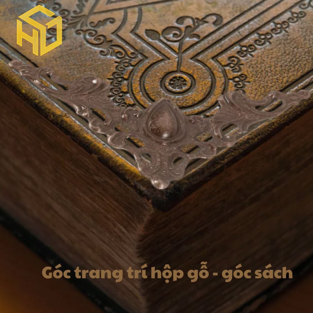 Bộ 20 Phụ kiện trang trí góc hộp gỗ, góc sách phong cách cổ điển