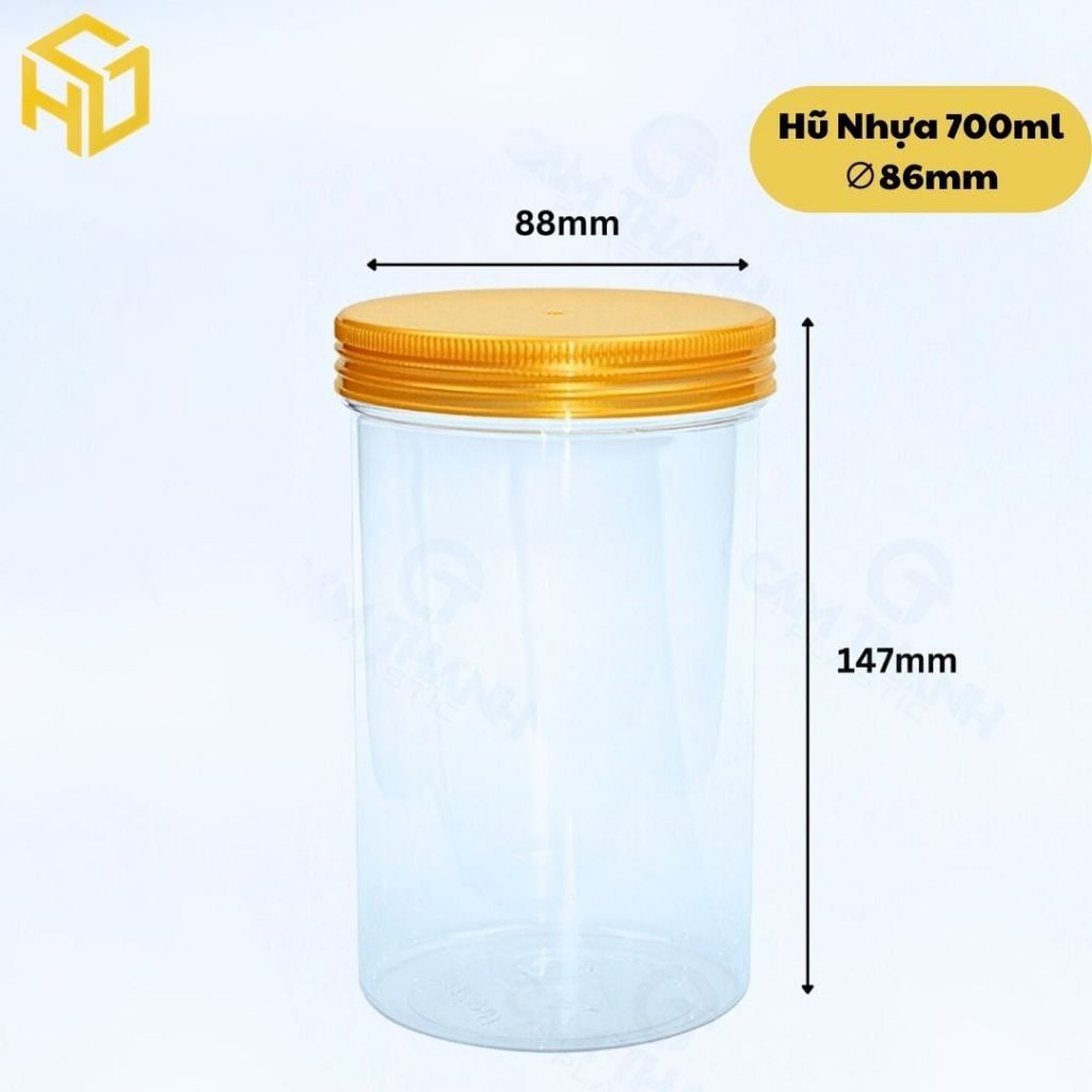 Combo 12 hũ hũ nhựa PET 700ml ,Cổ 86mm kèm nắp nhôm, nắp nhựa. Hũ trong, cứng cáp đựng thực phẩm