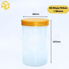 Combo 12 hũ hũ nhựa PET 700ml ,Cổ 86mm kèm nắp nhôm, nắp nhựa. Hũ trong, cứng cáp đựng thực phẩm