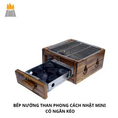 Bếp nướng than tại bàn size nhỏ dành cho 1-2 người nướng - Mẫu thiết kế bọc gỗ sang trọng cho quán