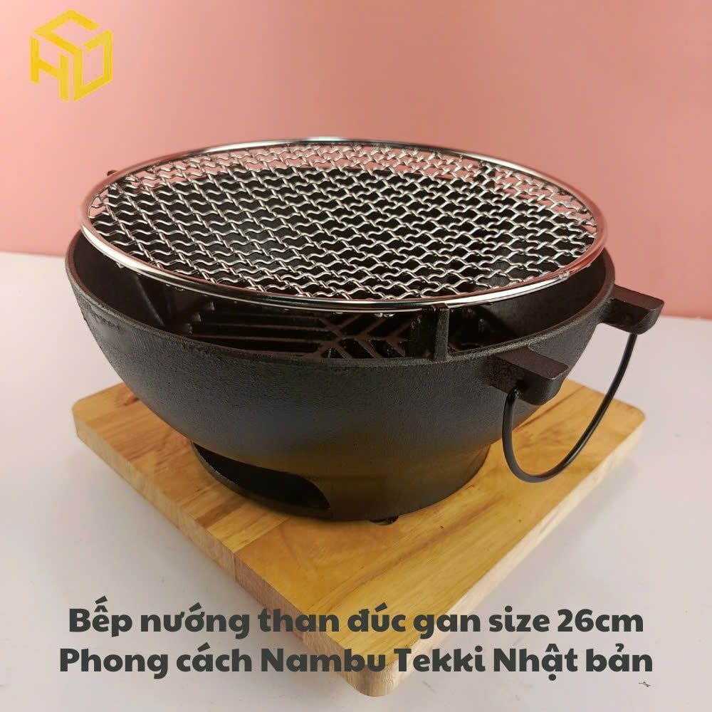 Bếp Nướng Than Đúc Gang 26cm Phong Cách Nambu Tekki Nhật Bản – Bộ Bếp Nướng Siêu Bền