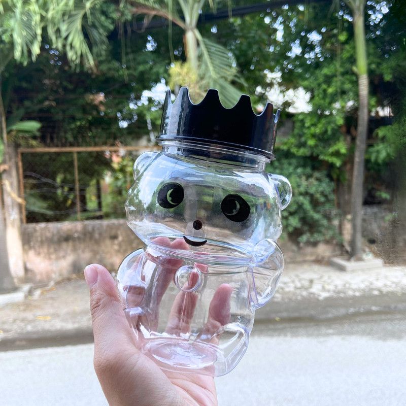 Hủ nhựa đựng trà sữa hình gấu trúc 500ml - Chai nhựa PET đựng bánh kẹo, đồ ăn vặt cho quán trà sữa - GAUTRUC500