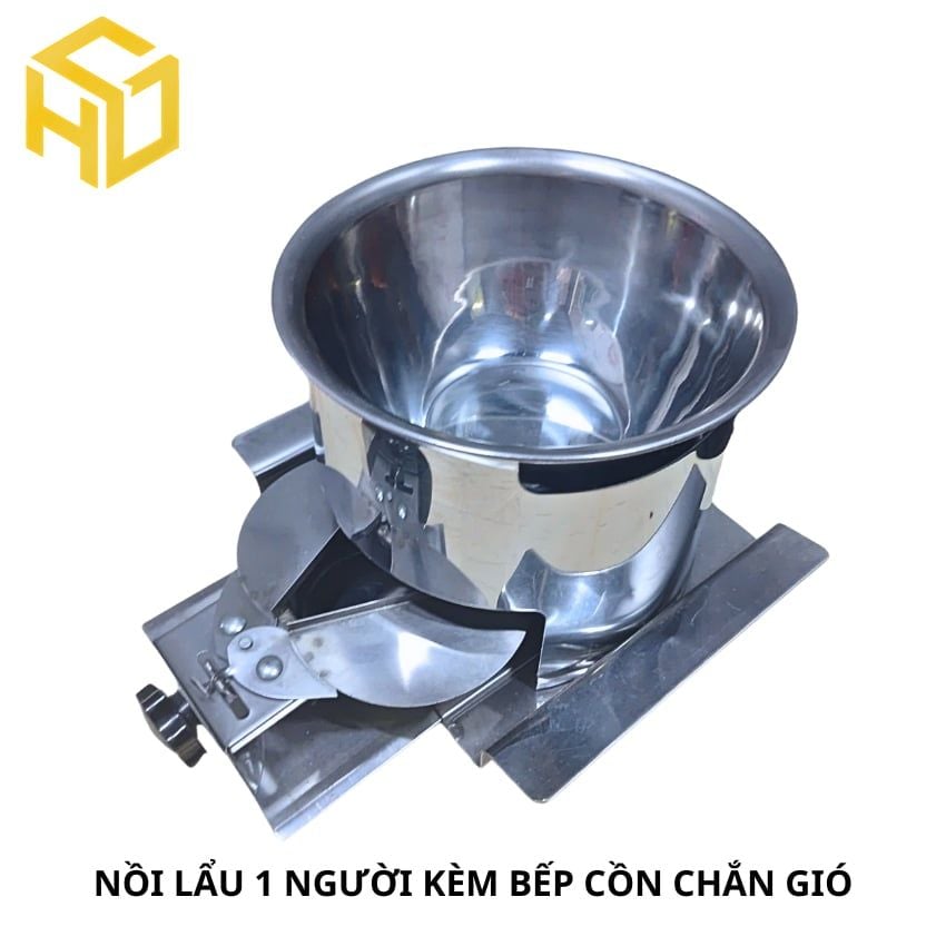 Bộ lẩu 1 người, lẩu cô đơn mẫu cải tiến có cánh khép tăng giảm nhiệt, ngăn tiếp cồn tiện lợi an toàn
