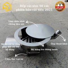 Bếp củi Sài Gòn 50cm có ống khói siêu thoát khói, bếp chắc chắn, thân sắt carbon dày