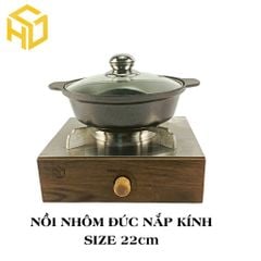 Nồi lẩu giữ nhiệt chất liệu nhôm đúc nguyên khối, nắp kính sang trọng size 22,24,26cm dành cho quán