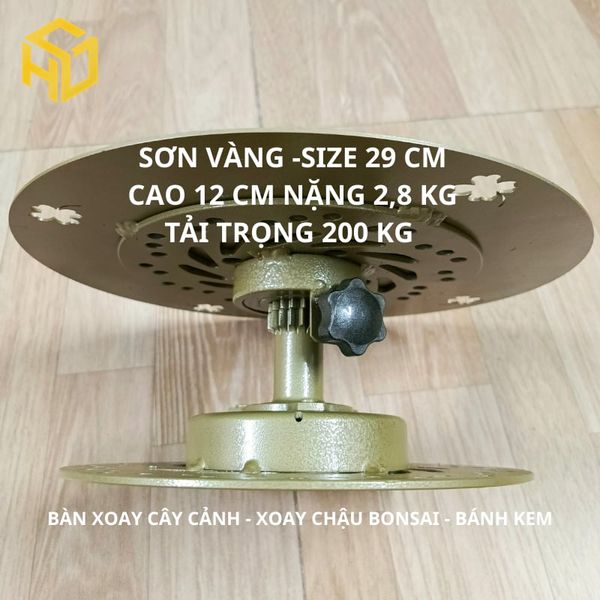Bàn xoay mặt 29cm màu vàng sang trọng xoay 360 độ chịu tải 200kg livestream trưng bày bonsai