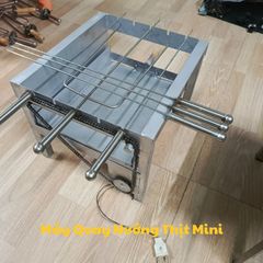 Máy nướng thịt xiên vỏ sắt 6 xiên motor 14W – quay gà vịt nguyên con – máy nướng trục quay tải nặng