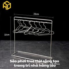 Khung treo, Sào treo móc thịt trang trí  bàn tiệc cho nhà hàng lẩu sáng tạo, tặng kèm 10 móc