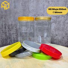 Combo 12 hũ hũ nhựa PET 950ml ,Cổ 86mm kèm nắp nhôm, nắp nhựa. Hũ trong, cứng cáp đựng thực phẩm