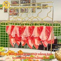 Khung treo móc thịt trang trí | Sào phơi móc thịt trang trí bàn tiệc cho nhà hàng lẩu sáng tạo, tặng kèm 10 móc