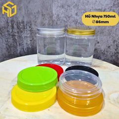 Combo 12 hũ hũ nhựa PET 750ml ,Cổ 86mm kèm nắp nhôm, nắp nhựa. Hũ trong, cứng cáp đựng thực phẩm