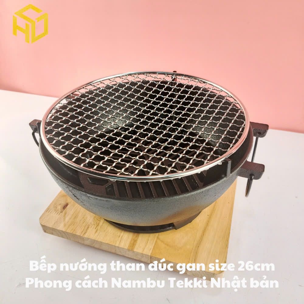 Bếp Nướng Than Đúc Gang 26cm Phong Cách Nambu Tekki Nhật Bản – Bộ Bếp Nướng Siêu Bền