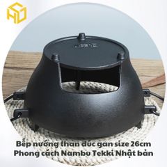 Bếp Nướng Than Đúc Gang 26cm Phong Cách Nambu Tekki Nhật Bản – Bộ Bếp Nướng Siêu Bền
